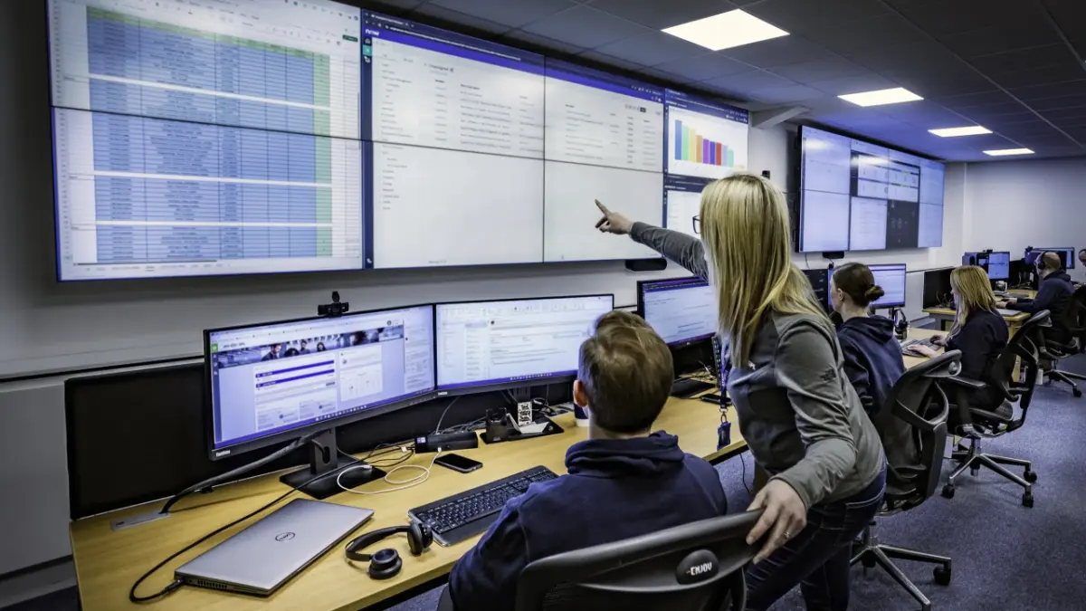 Office with a hectic video wall