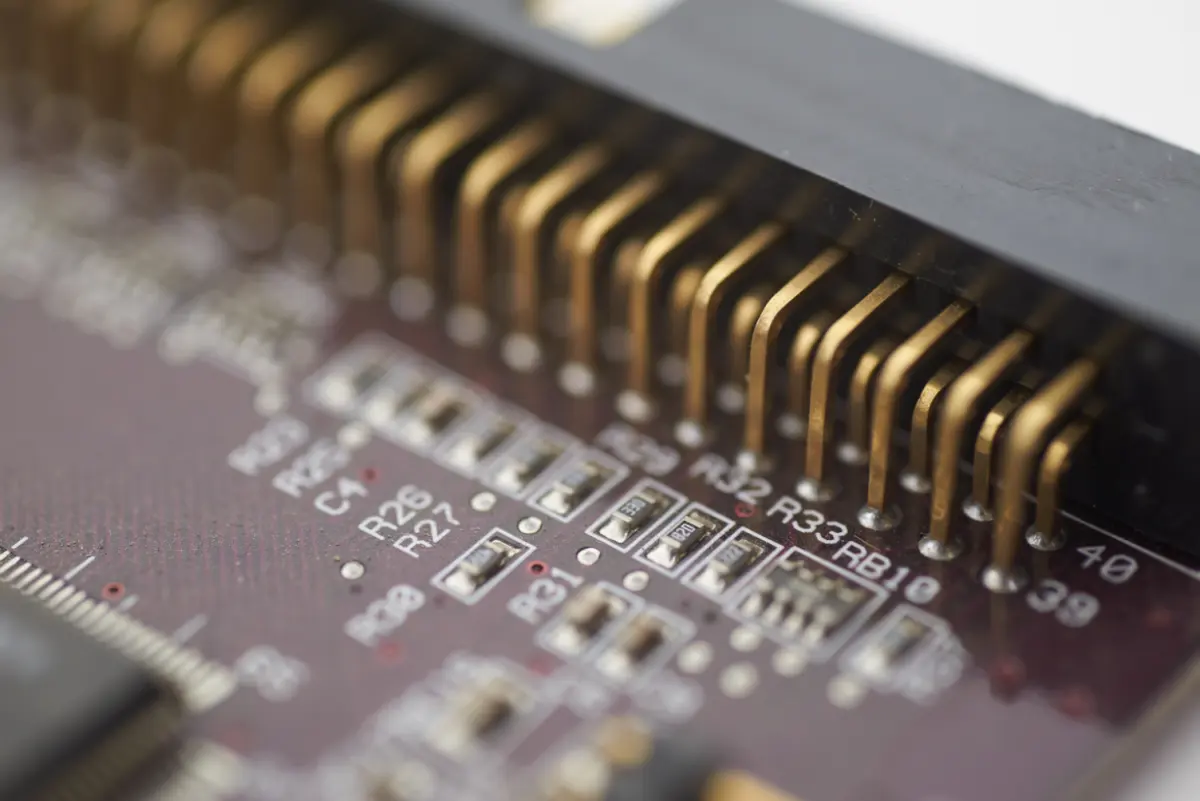 Close detail of a circuit board connector